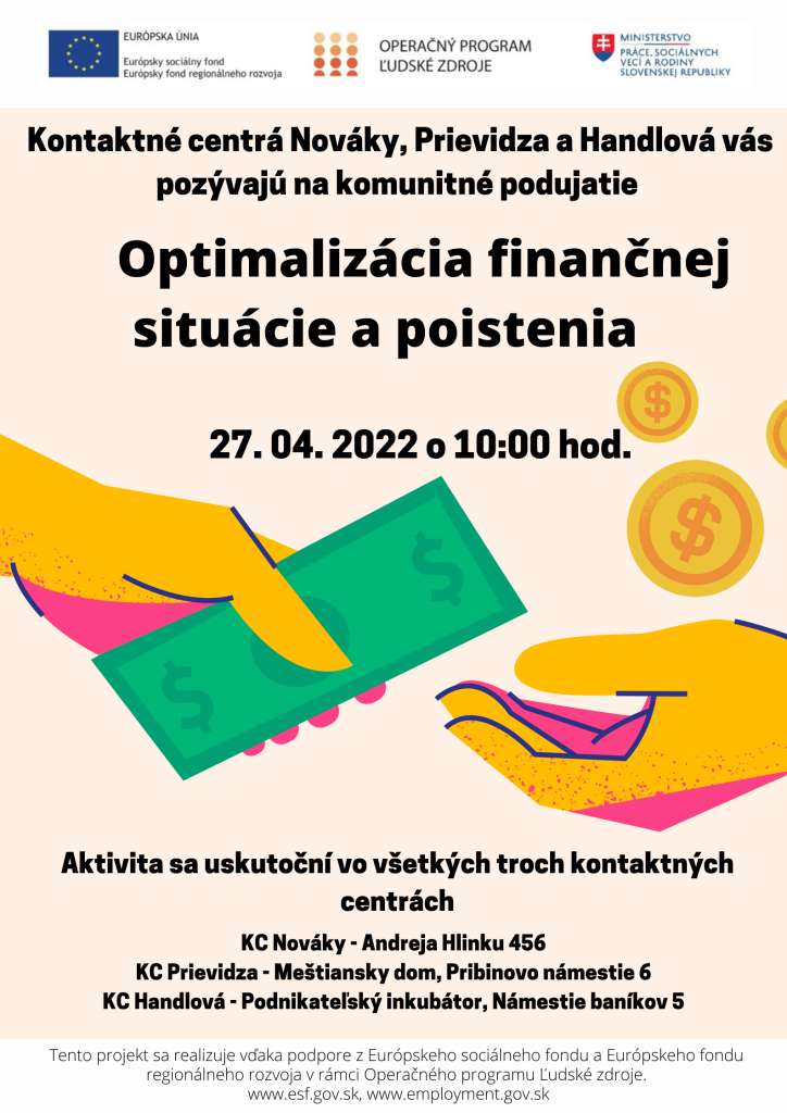 Optimalizácia finančnej situácie a poistenia - plagát