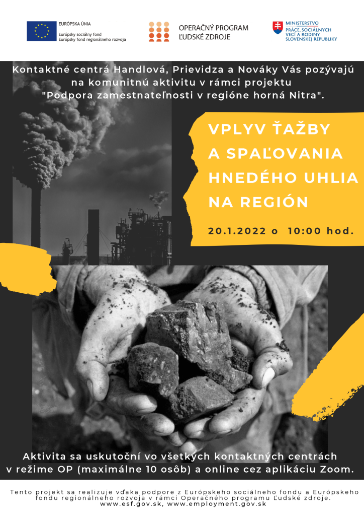 Plagát - aktivita - Vplyv ťažby a spaľovania hnedého uhlia na región