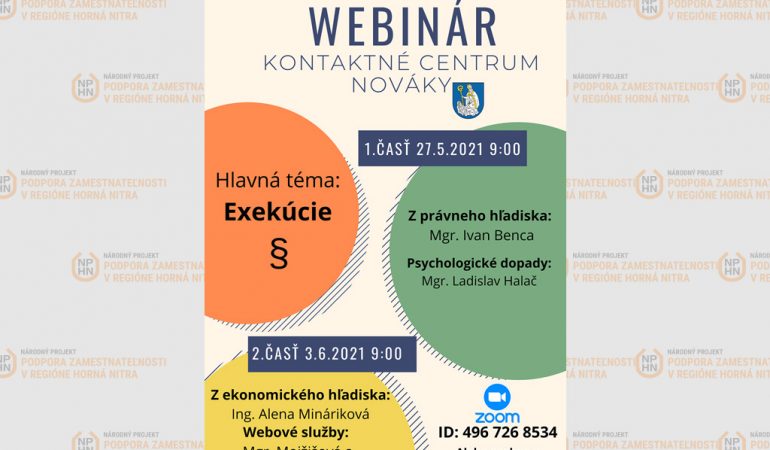 Pozvánka na webinár - kontaktné centrum Nováky